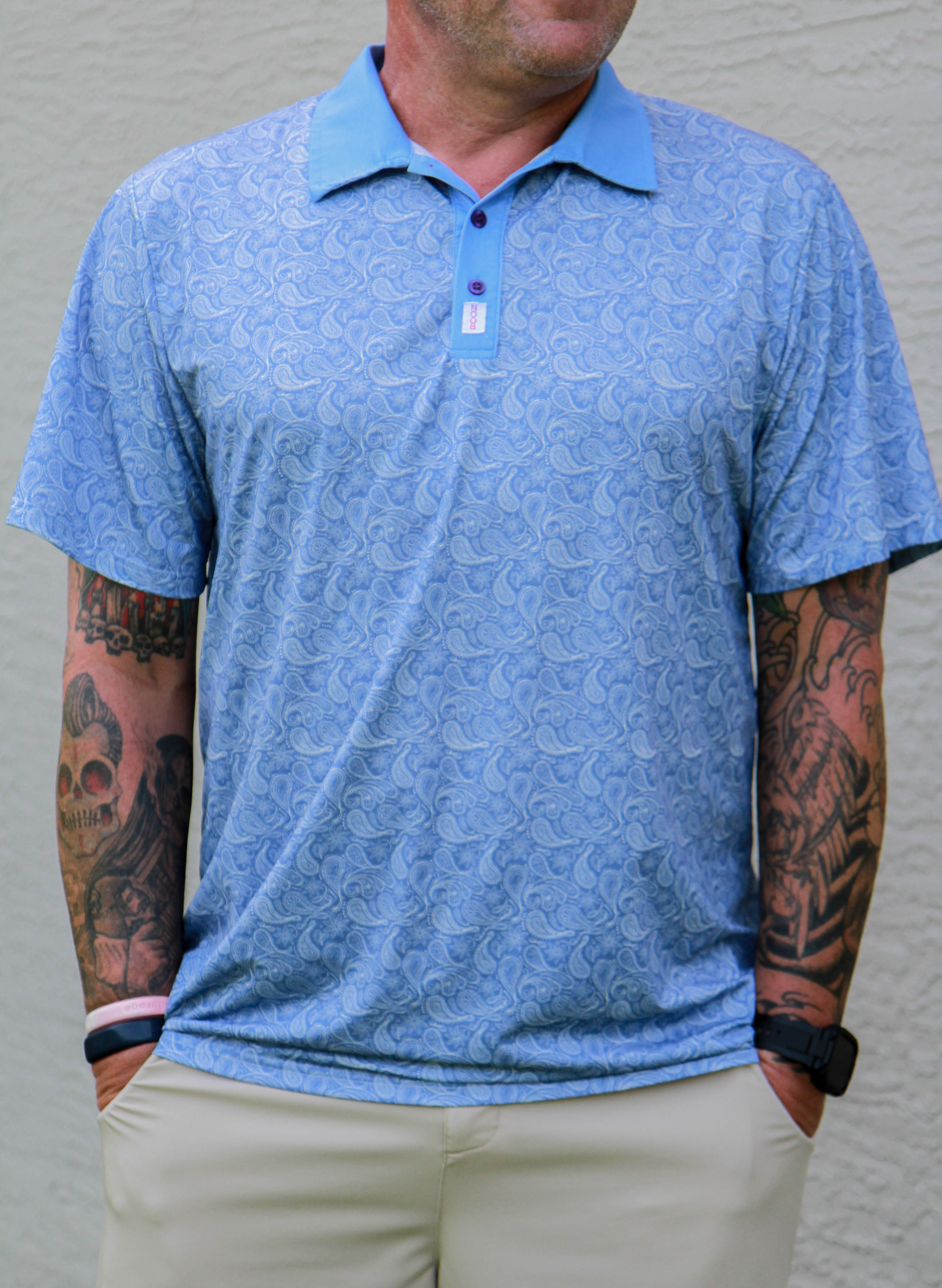 fr2ゴルフ Paisley Full Pattern Polo Shirt Paisley Golf Polo with DriSpine™ Ventilation | NO OB Golf – NOOB